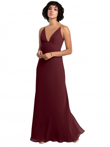 Soft Chiffon A-Line Sleeveless Burgundy Gold Bridesmaid Dress / Formal Dress Sheffield