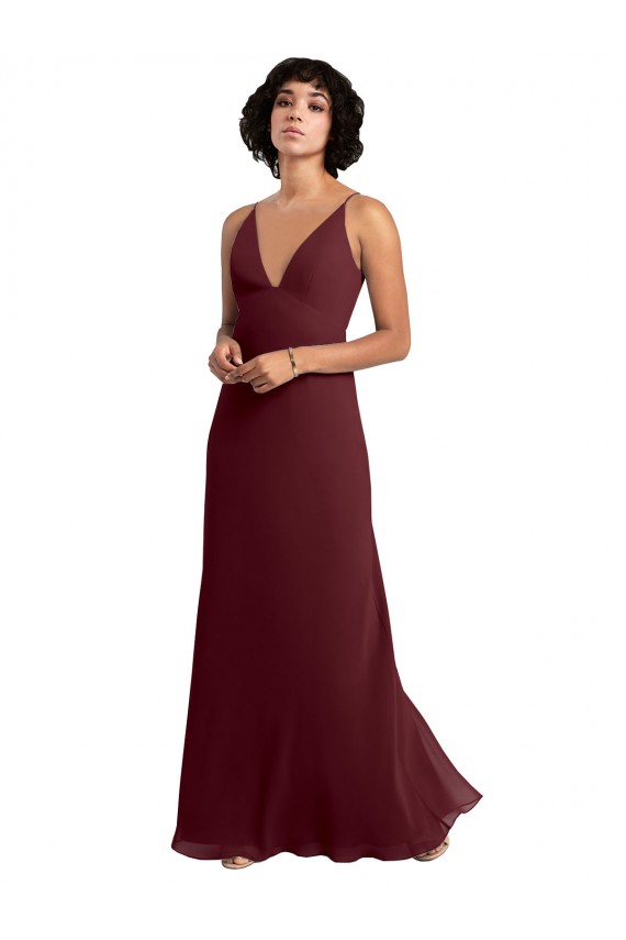 Soft Chiffon A-Line Sleeveless Burgundy Gold Bridesmaid Dress / Formal Dress Sheffield