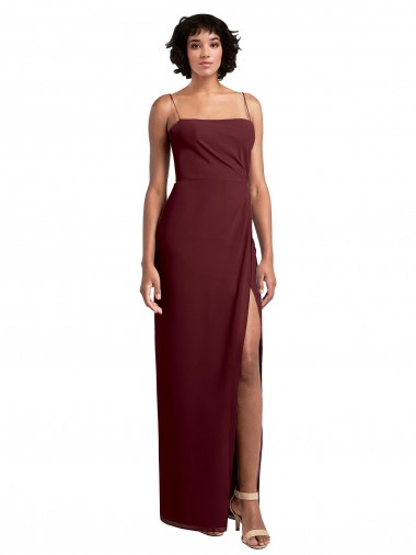 Soft Chiffon A-Line Long Sleeveless Open Back High Side Slit Bridesmaid Dresses Sheffield