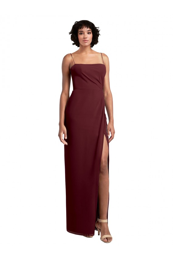 Soft Chiffon A-Line Long Sleeveless Open Back High Side Slit Bridesmaid Dresses Sheffield