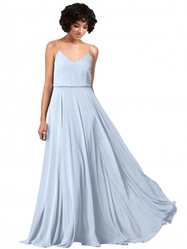 Soft Chiffon A-Line Long Sleeveless Spaghetti Straps Low Back Bridesmaid Dresses Sheffield