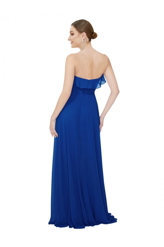 Soft Chiffon A-Line Long Sleeveless Royal Blue Bridesmaid Gowns Sheffield