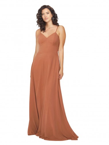 Soft Chiffon A-Line Long Sleeveless Rosewood Keyhole Back Bridesmaid Dress Sheffield