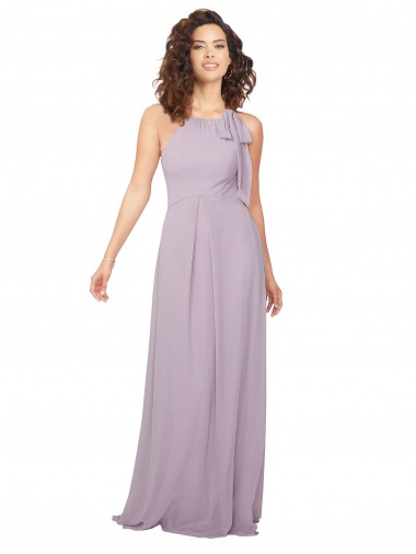 Chiffon A-Line Long Sleeveless Pink Glow Keyhole Back Bridesmaid Dress / Evening Dress Sheffield