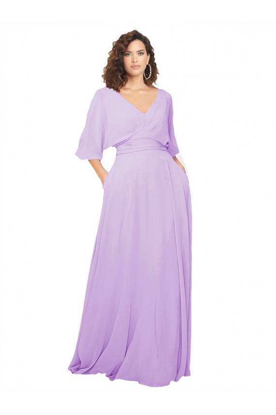 Lxue Chiffon A-Line Long Half Sleeves Low Back Bridesmaid Dress Sheffield