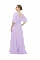 Lxue Chiffon A-Line Long Half Sleeves Low Back Bridesmaid Dress Sheffield