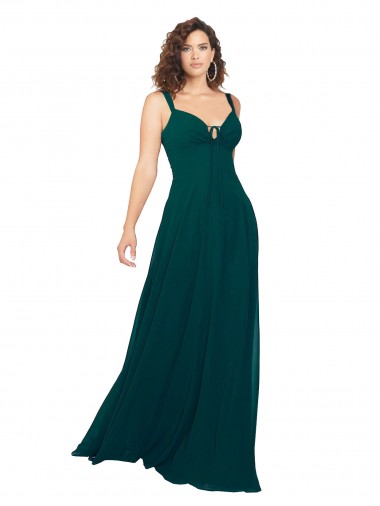 Soft Chiffon A-Line Long Sleeveless Hunter Low Back Bridesmaid Gowns Sheffield