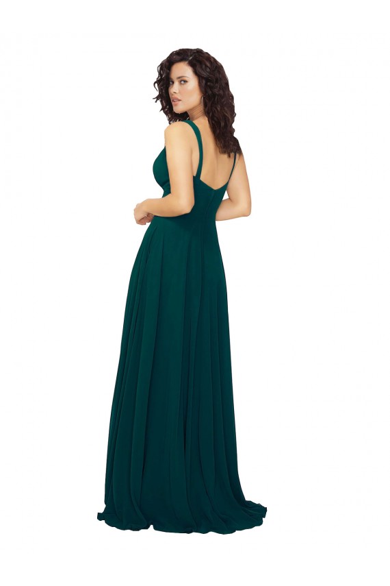 Soft Chiffon A-Line Long Sleeveless Hunter Low Back Bridesmaid Gowns Sheffield