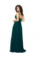Soft Chiffon A-Line Long Sleeveless Hunter Low Back Bridesmaid Gowns Sheffield