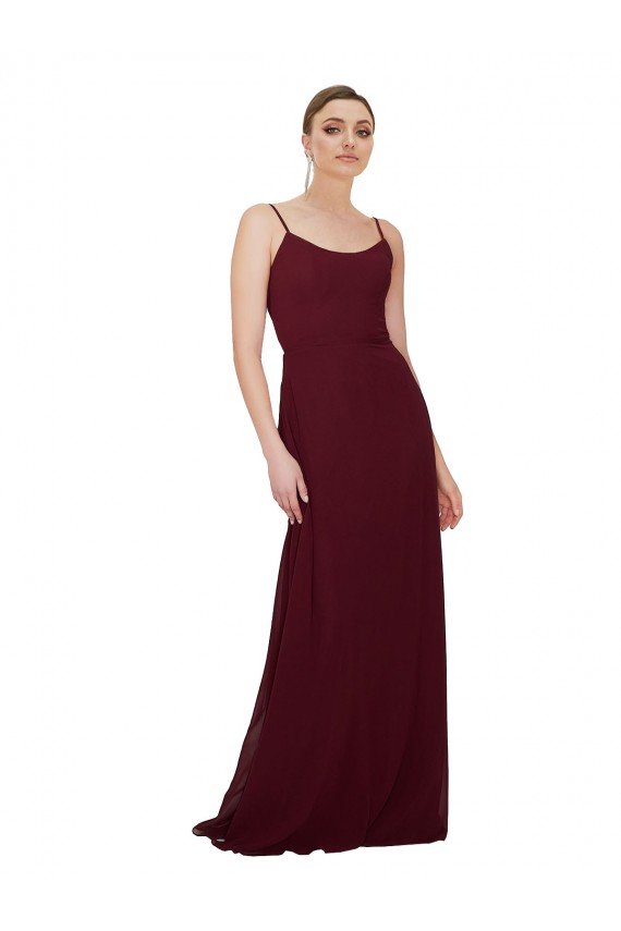 Soft Chiffon A-Line Long Sleeveless Scoop Neck Keyhole Back Bridesmaid Dresses Sheffield