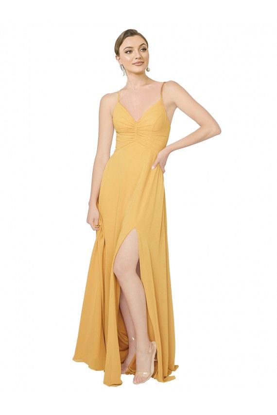 Chiffon Long Sleeveless Open Back Bridesmaid Dress / Evening Dress Sheffield
