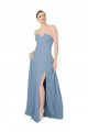 Chiffon A-Line Long Sleeveless Low Back Front Slit Bridesmaid Dress / Evening Dress Sheffield