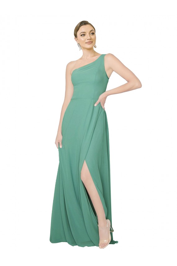 Soft Chiffon A-Line Long Sleeveless Icelandic Silver Bridesmaid Dress Sheffield