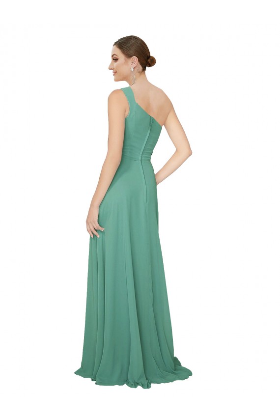 Soft Chiffon A-Line Long Sleeveless Icelandic Silver Bridesmaid Dress Sheffield