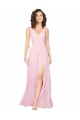Soft Chiffon A-Line Long Sleeveless V-Back Barely Pink Bridesmaid Dresses Sheffield