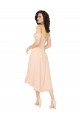 Soft Chiffon A-Line Midi Length Cold Shoulder Low Back High Low Bridesmaid Dress Sheffield