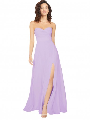 Chiffon A-Line Long Sleeveless Low Back Front Slit Bridesmaid Dresses Sheffield