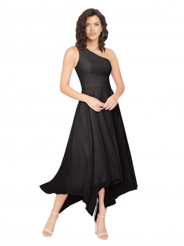 Soft Chiffon A-Line Midi Length Sleeveless Black Cocktail Dresses Sheffield