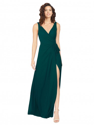 Chiffon A-Line Long Sleeveless V-Back Front Skirt Slit Bridesmaid Dresses Sheffield