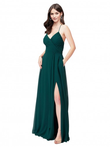 Chiffon A-Line Long Sleeveless Criss Cross Back Wedding Party Dress Sheffield