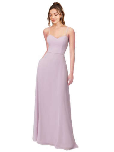 Soft Chiffon A-Line Long Sleeveless Pink Glow Bridesmaid Dress Sheffield