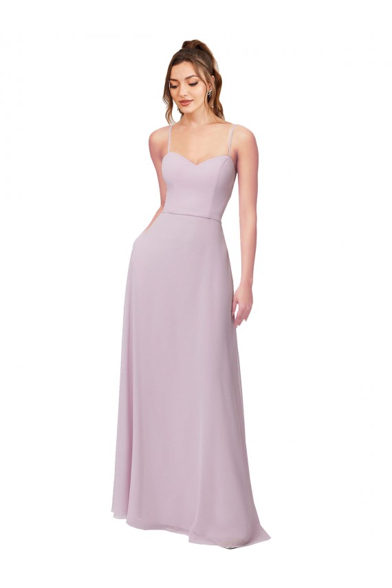 Soft Chiffon A-Line Long Sleeveless Pink Glow Bridesmaid Dress Sheffield