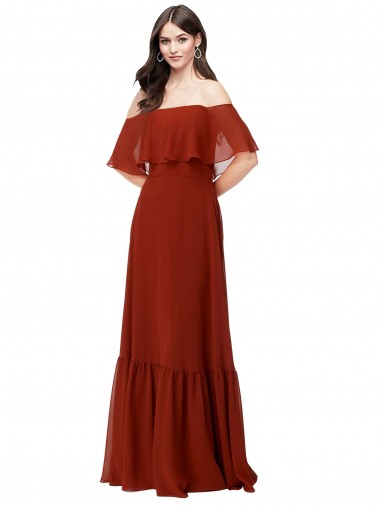Soft Chiffon A-Line Long Short Flutter Sleeves Red Bridesmaid Dresses Sheffield