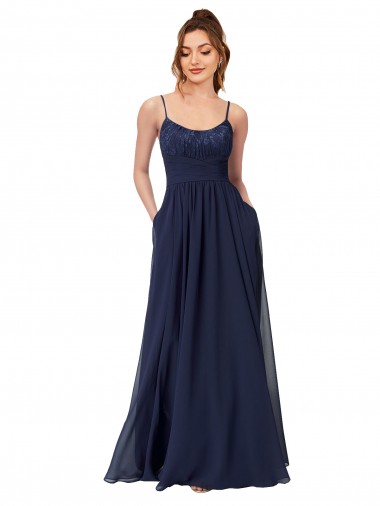 Soft Chiffon & Lace A-Line Long Sleeveless Scoop Neck Low Back Bridesmaid Dresses Sheffield