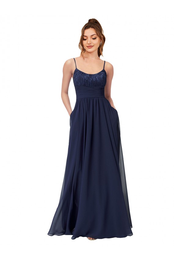 Soft Chiffon & Lace A-Line Long Sleeveless Scoop Neck Low Back Bridesmaid Dresses Sheffield