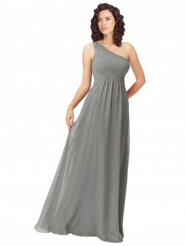 Soft Chiffon A-Line Long Sleeveless Wisteria Bridesmaid Dress Sheffield
