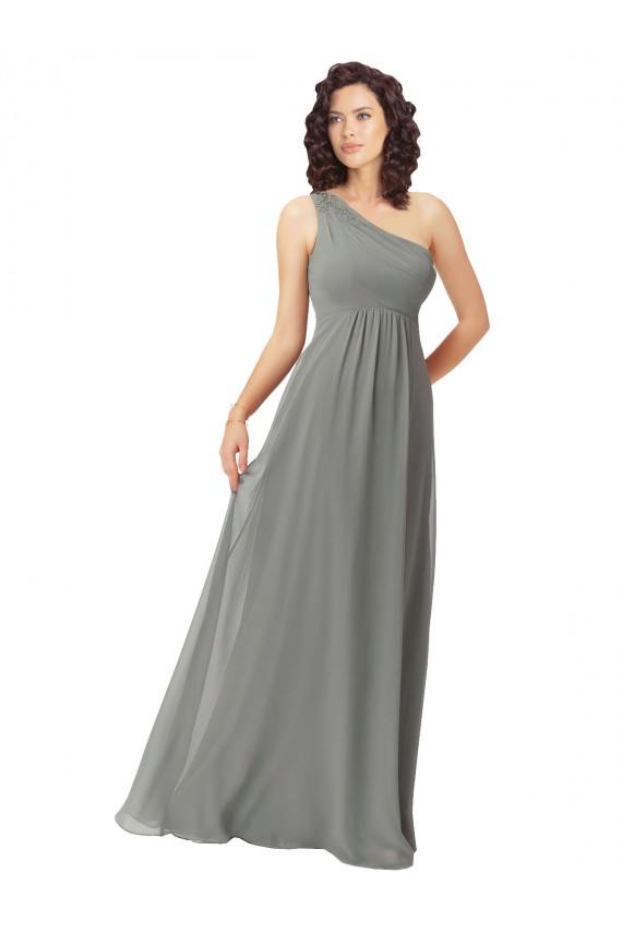 Soft Chiffon A-Line Long Sleeveless Wisteria Bridesmaid Dress Sheffield