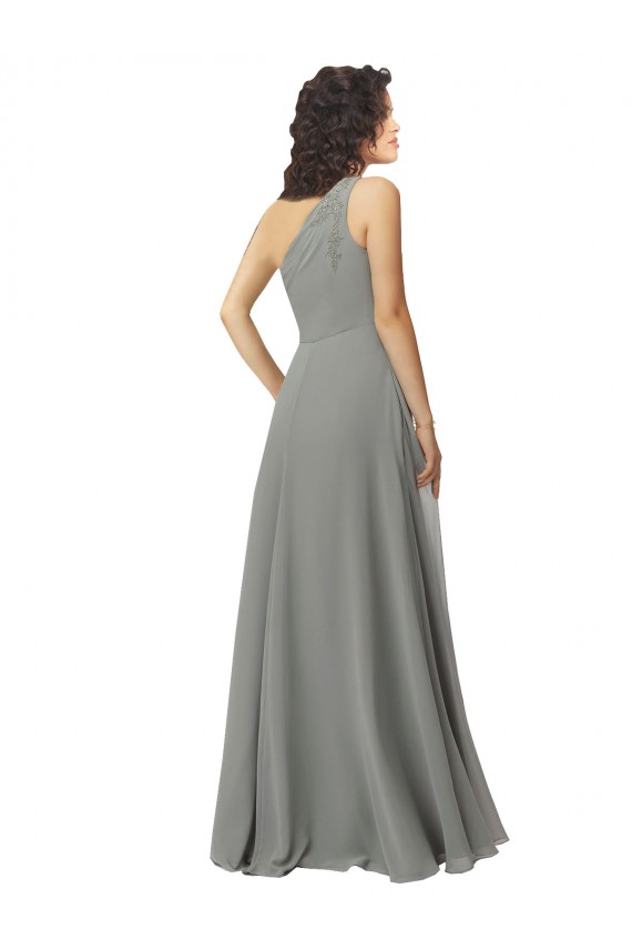 Soft Chiffon A-Line Long Sleeveless Wisteria Bridesmaid Dress Sheffield