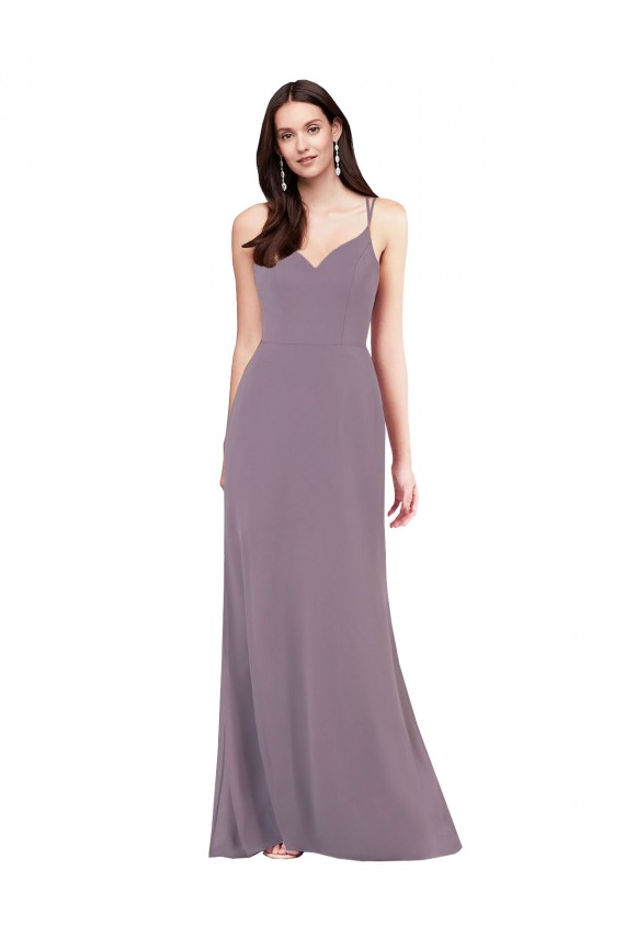 Soft Chiffon Column Long Sleeveless Criss Cross Open Back Formal Evening Gown / Bridesmaid Dress Sheffield