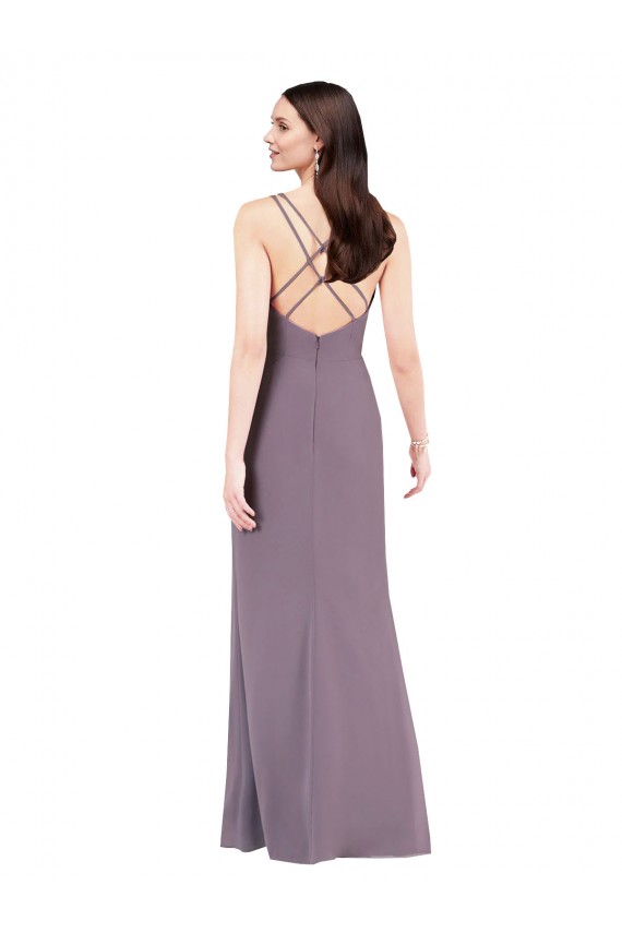 Soft Chiffon Column Long Sleeveless Criss Cross Open Back Formal Evening Gown / Bridesmaid Dress Sheffield