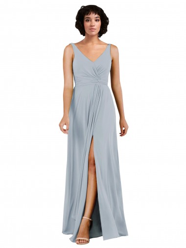 Soft Chiffon Column Long Sleeveless Low Back Bridesmaid Dress Sheffield