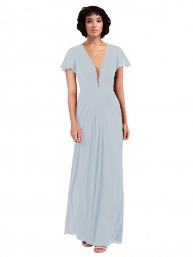 Soft Chiffon A-Line Long Cap Sleeves Bridesmaid Dress / Formal Dress Sheffield