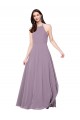 Chiffon A-Line Long Sleeveless Keyhole Back Dark Lavender Bridesmaid Dresses Sheffield