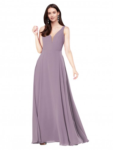 Soft Chiffon Sheath Long Sleeveless Low Back Formal Evening Gown / Bridesmaid Dress Sheffield