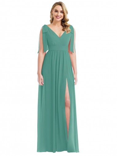 Soft Chiffon A-Line Sleeveless Icelandic Silver Semi Formal Evening Dress / Bridesmaid Dress Sheffield