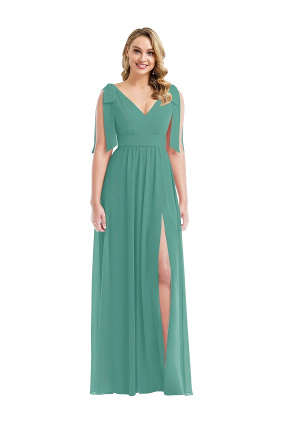 Soft Chiffon A-Line Sleeveless Icelandic Silver Semi Formal Evening Dress / Bridesmaid Dress Sheffield