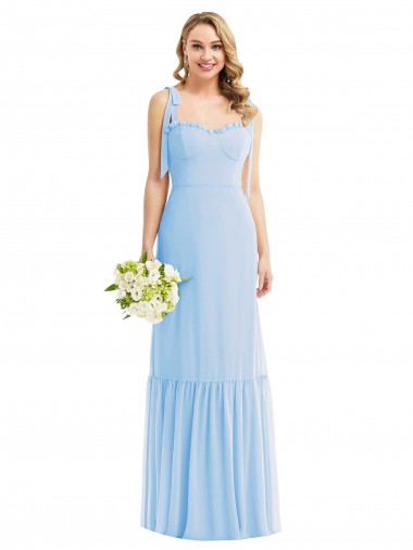 Soft Chiffon A-Line Long Sleeveless Spaghetti Straps Evening Dresses Sheffield