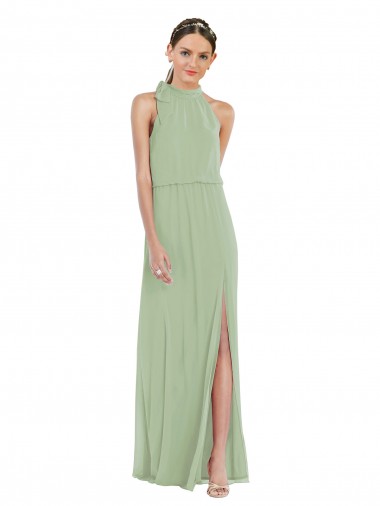 Soft Chiffon A-Line Long Sleeveless Front Slit Evening Dresses Sheffield