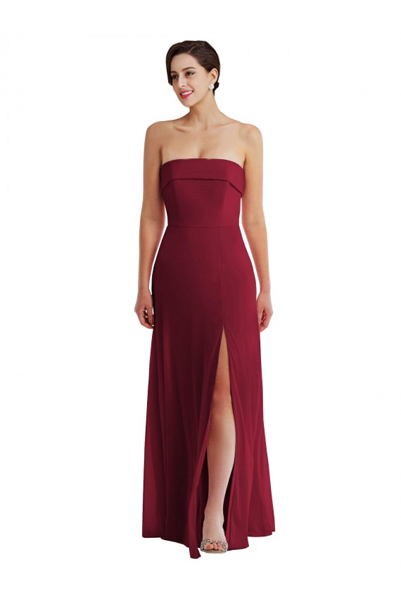 Soft Chiffon A-Line Long Sleeveless Low Back Burgundy Evening Dresses Sheffield