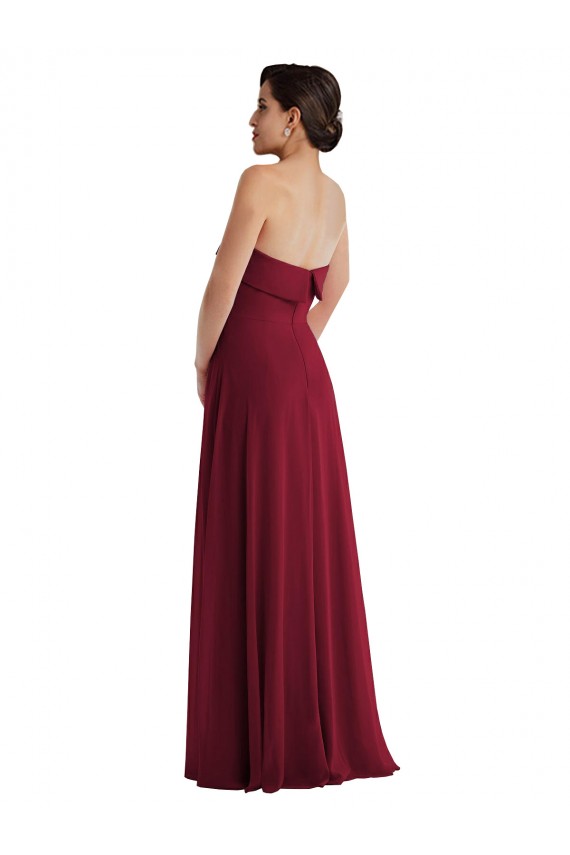 Soft Chiffon A-Line Long Sleeveless Low Back Burgundy Evening Dresses Sheffield
