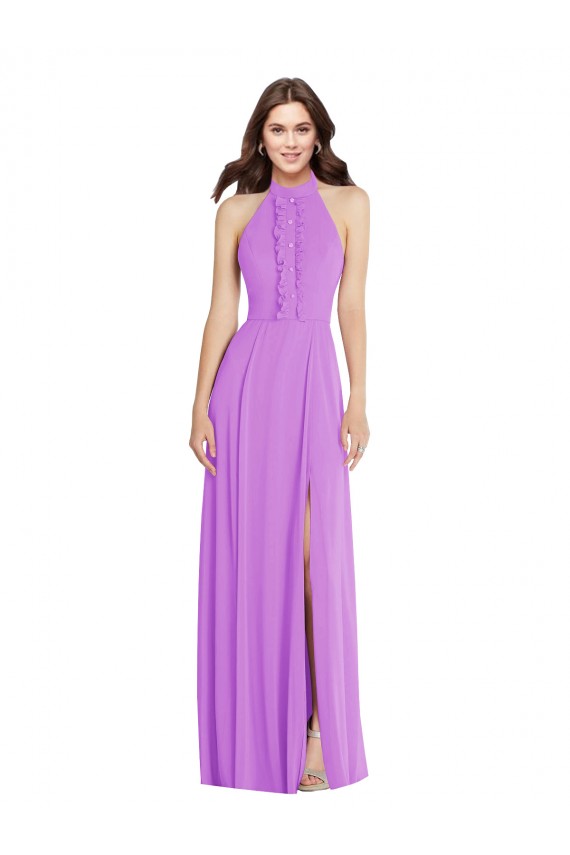 Soft Chiffon A-Line Long Sleeveless Backless Formal Evening Gown / Bridesmaid Dress Sheffield