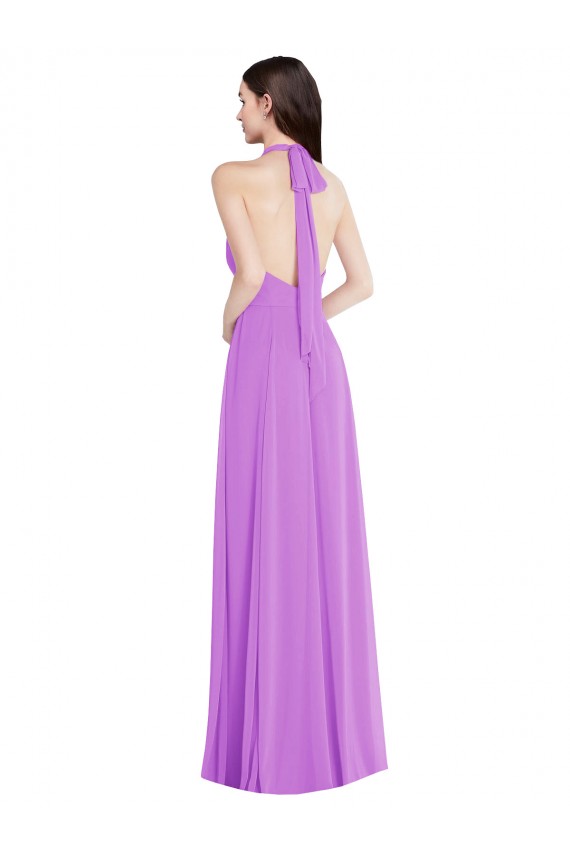 Soft Chiffon A-Line Long Sleeveless Backless Formal Evening Gown / Bridesmaid Dress Sheffield