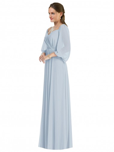 Soft Chiffon A-Line Long Puff Sleeves Formal Evening Gown / Bridesmaid Dress Sheffield