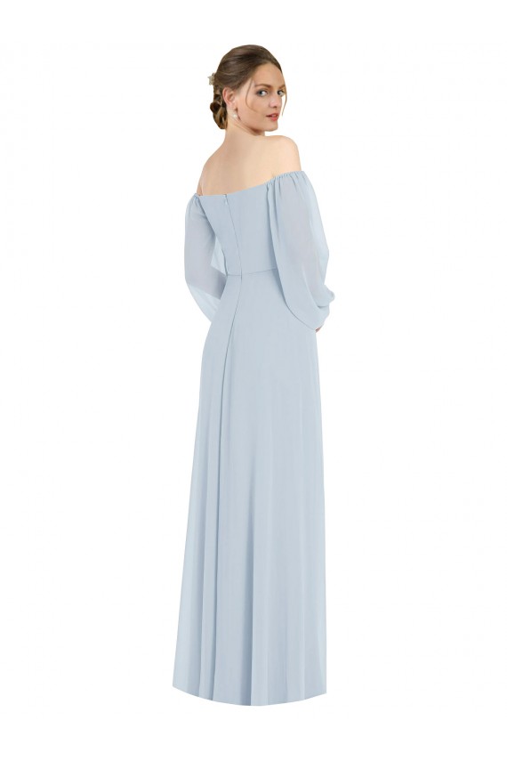 Soft Chiffon A-Line Long Puff Sleeves Formal Evening Gown / Bridesmaid Dress Sheffield