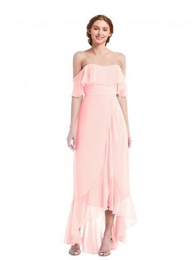 Soft Chiffon Long Sleeveless High Low Bridesmaid Dress Sheffield