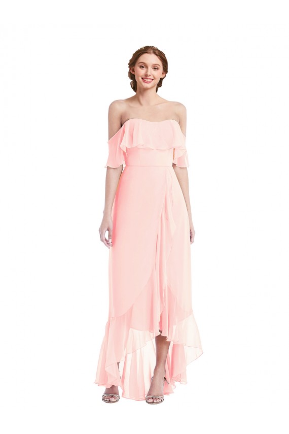 Soft Chiffon Long Sleeveless High Low Bridesmaid Dress Sheffield